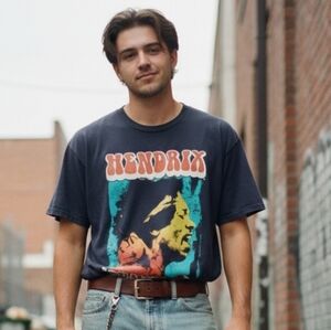 Authentic Hendrix L 90s Grunge Punk Retro Jimmy Hendrix Live In Concert T-Shirt